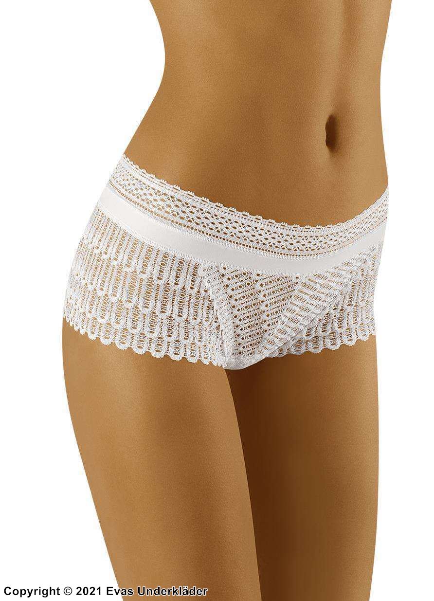 Boyshort panties, openwork lace